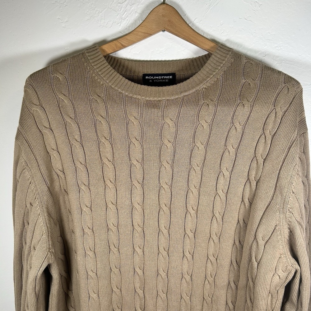 Vintage Grandpa Sweater Mens Large Brown 3D Knit Geometric Roundtree Yorke